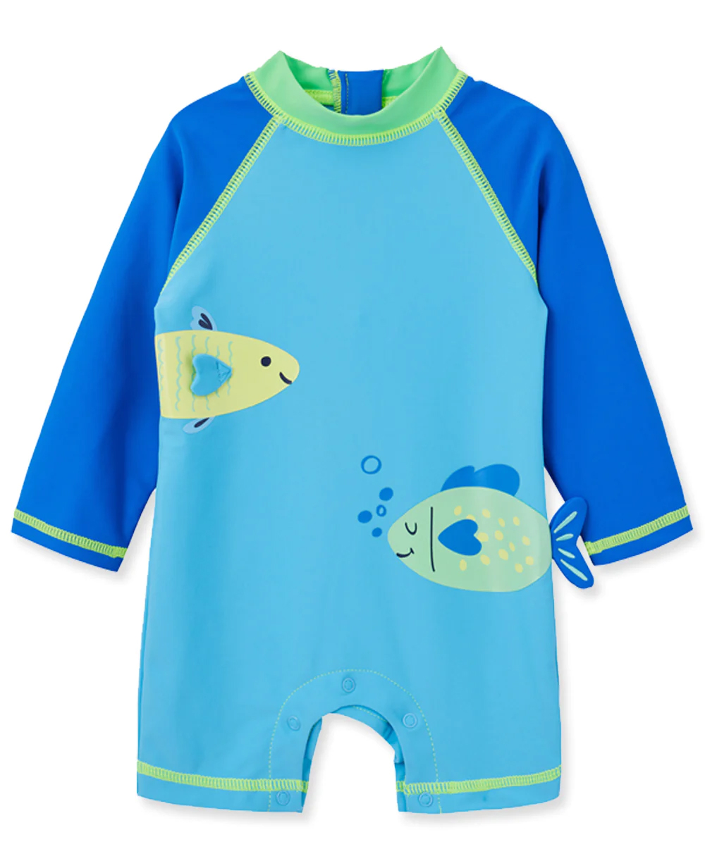 Fish LS Rashguard Suit Blue