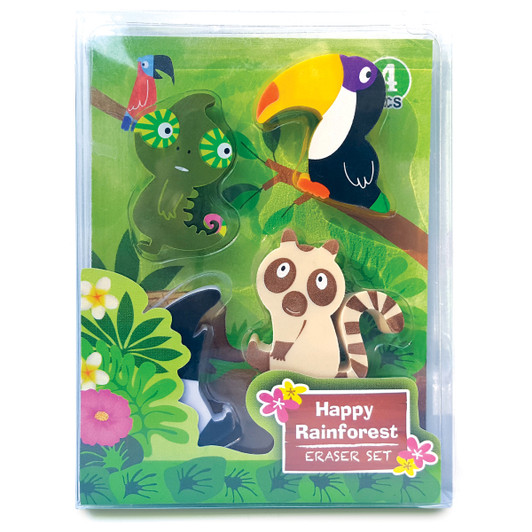 4 pc. Eraser Set-RAINFOREST