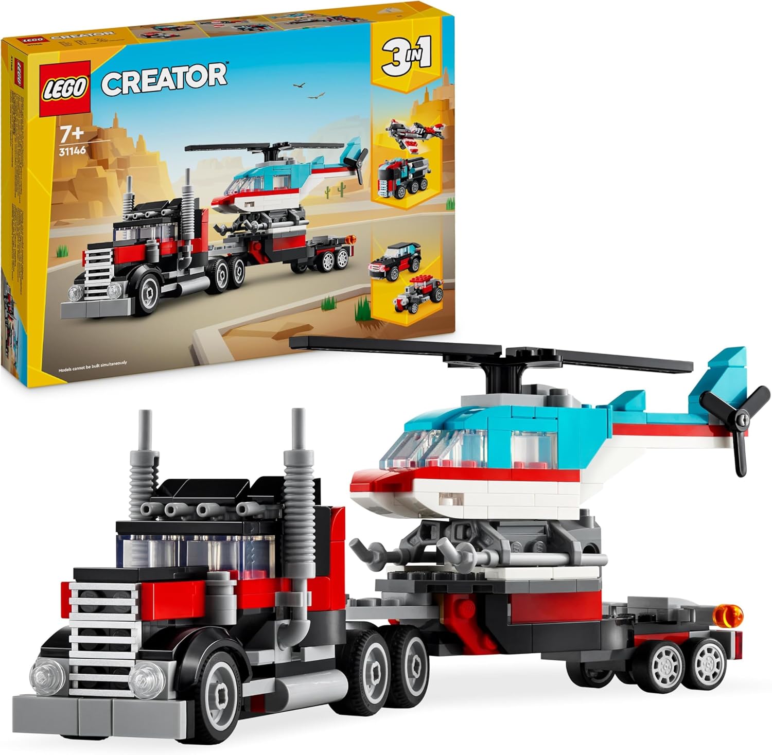 Flatbed Truck with Helicopter