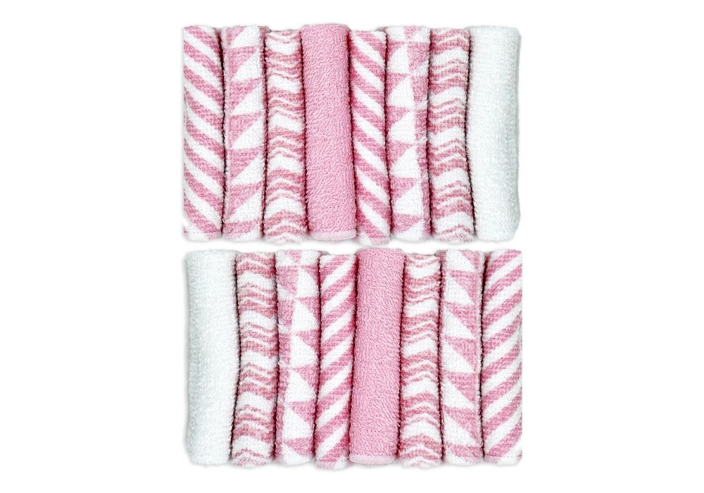 16 PK WASHCLOTH  PINK