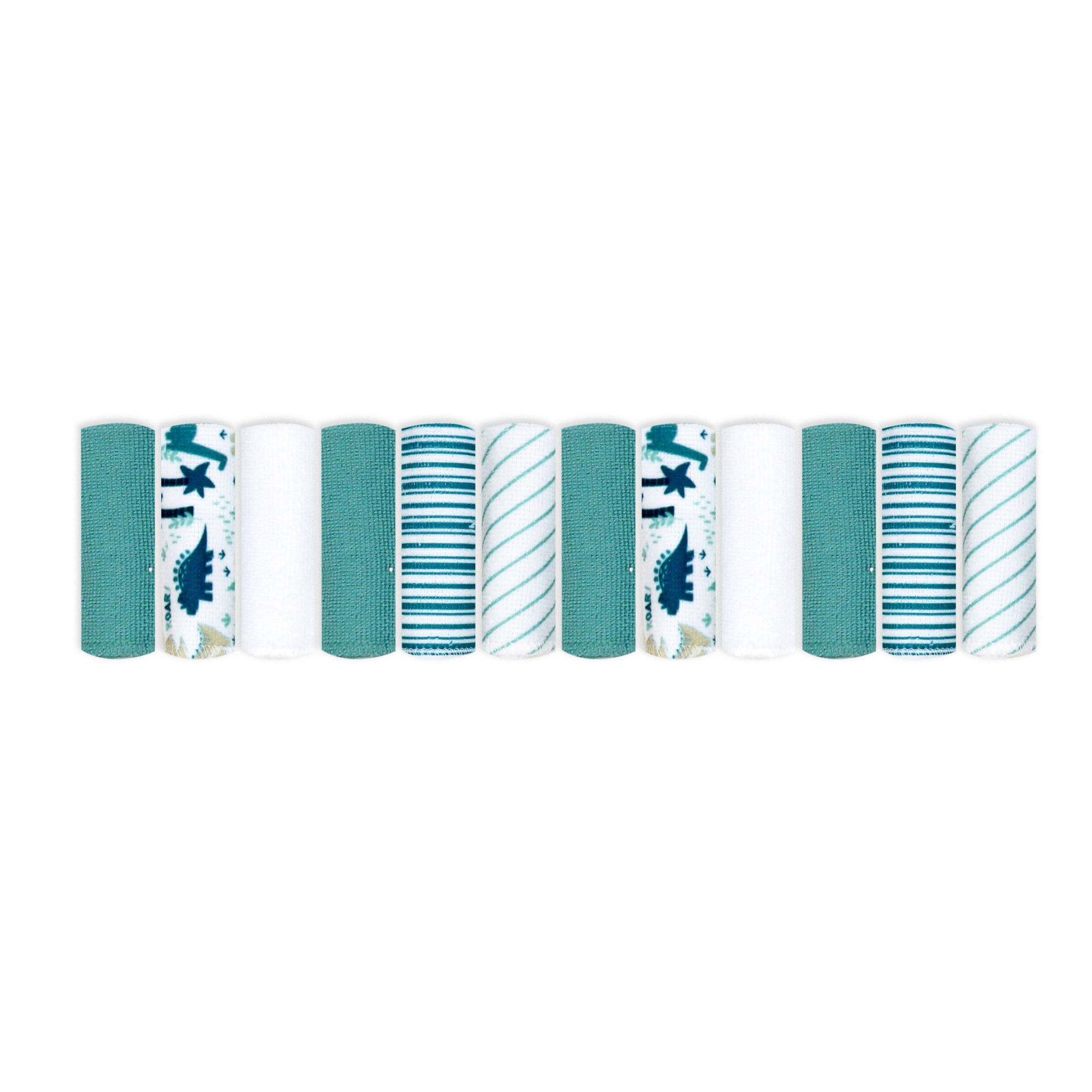 12 PACK WASHCLOTH - TEAL DINO