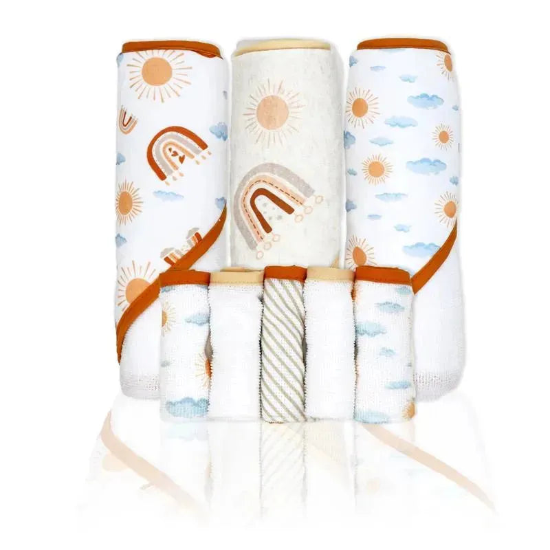 8 PC HOODED TOWEL SET- RAINBOW