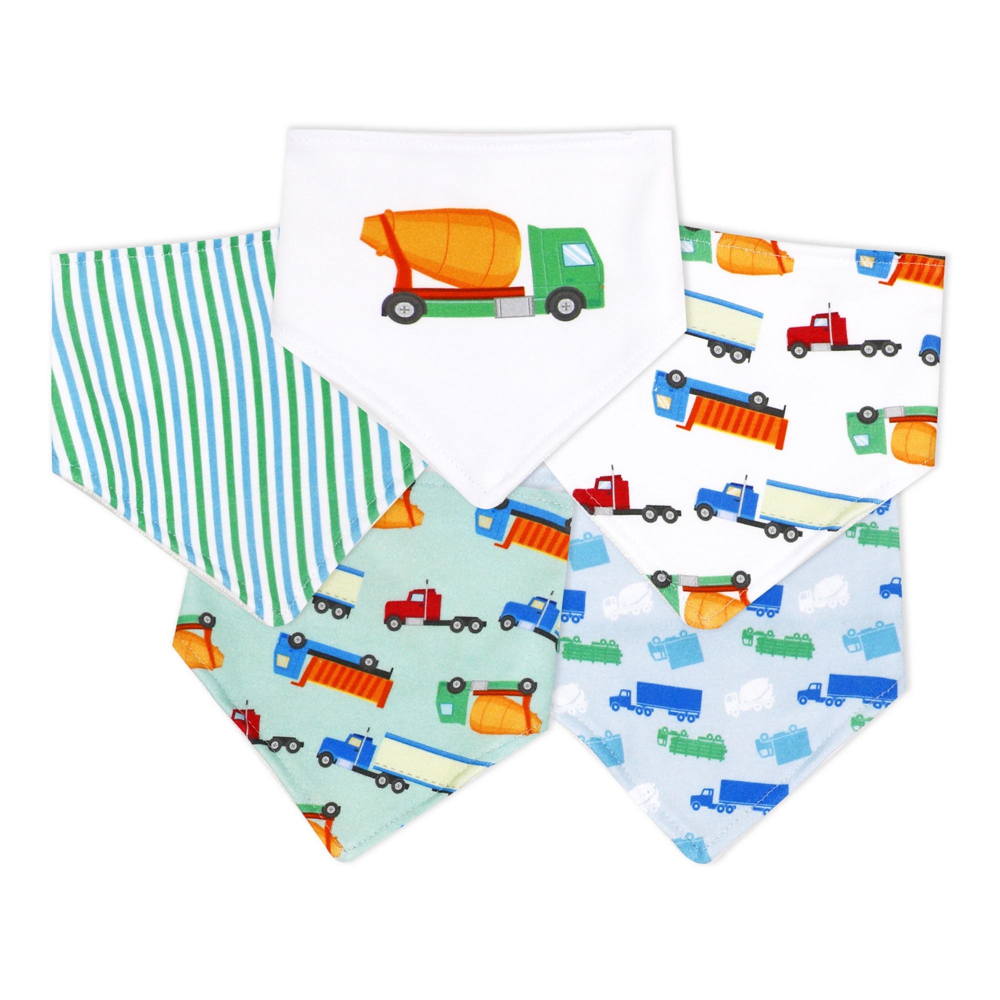 5 PACK BANDANA BIBS  TRUCKS