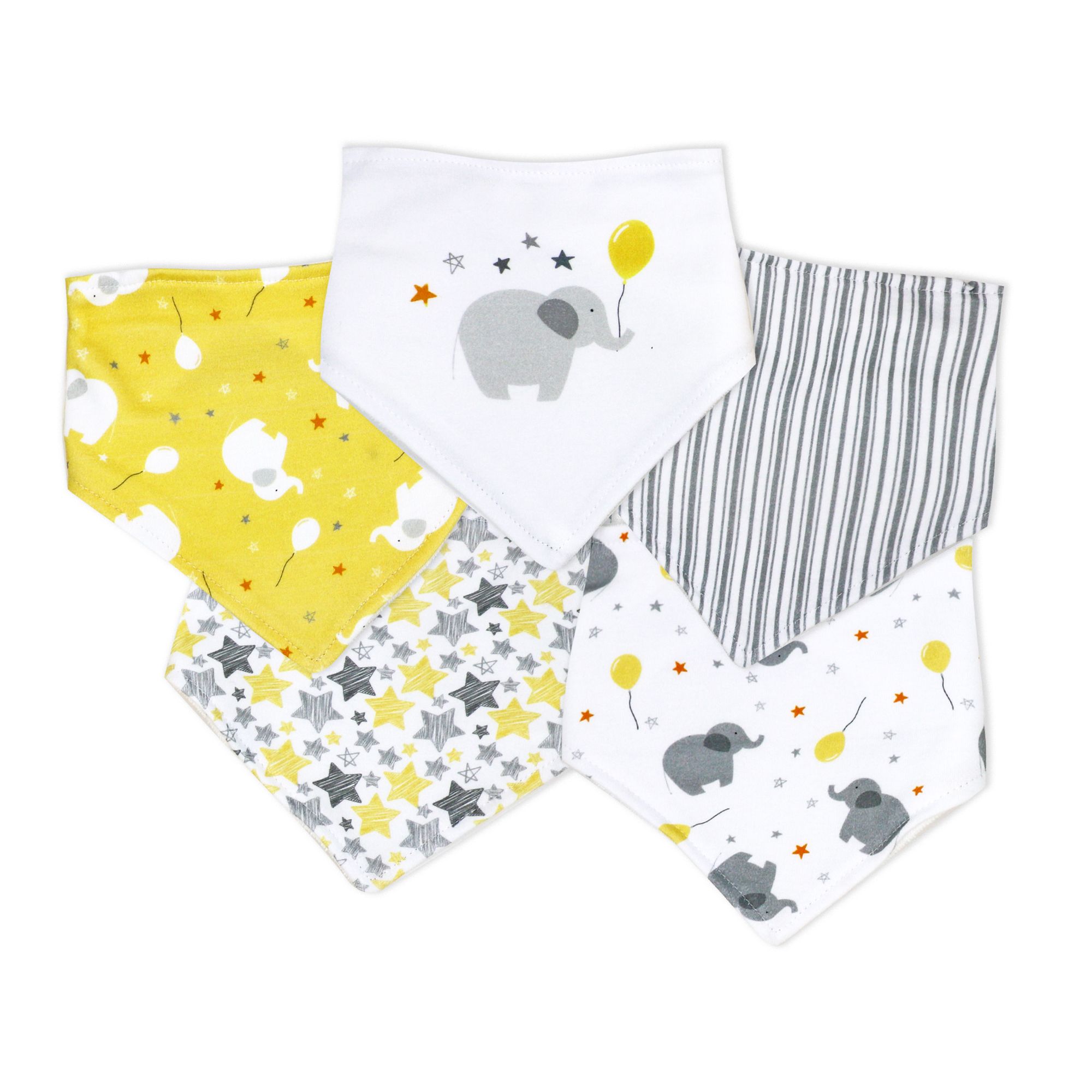 5 PACK BIBS  ELEPHANT & BALLOON
