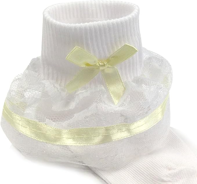 Girl Lace Socks White Yellow