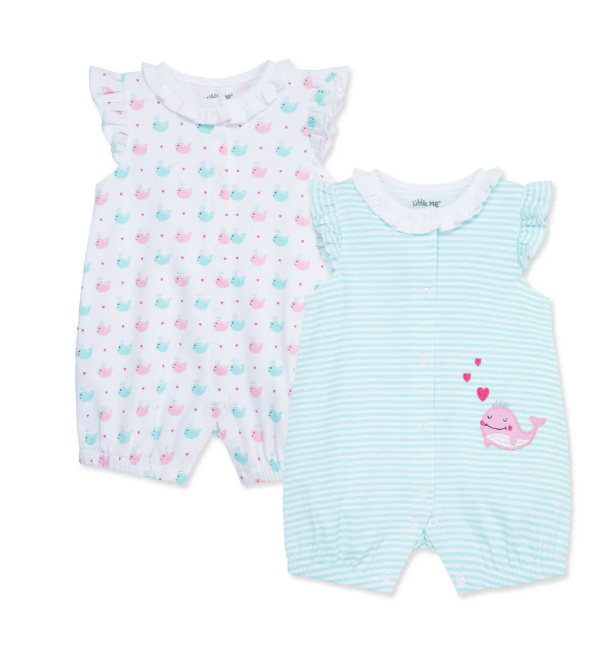 Whales 2pk Rompers