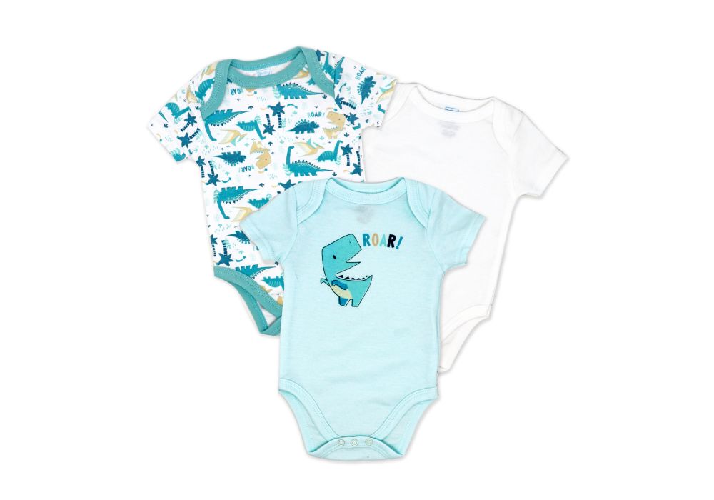 BOY'S 3 PACK BODYSUIT -DINO