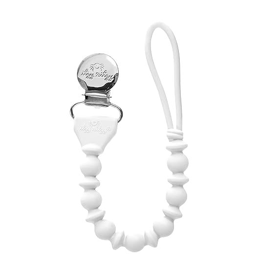 BEADED PACI STRAP WHITE