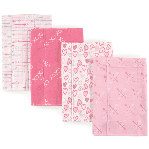 Flannel Burp Cloths 4Pk - Love