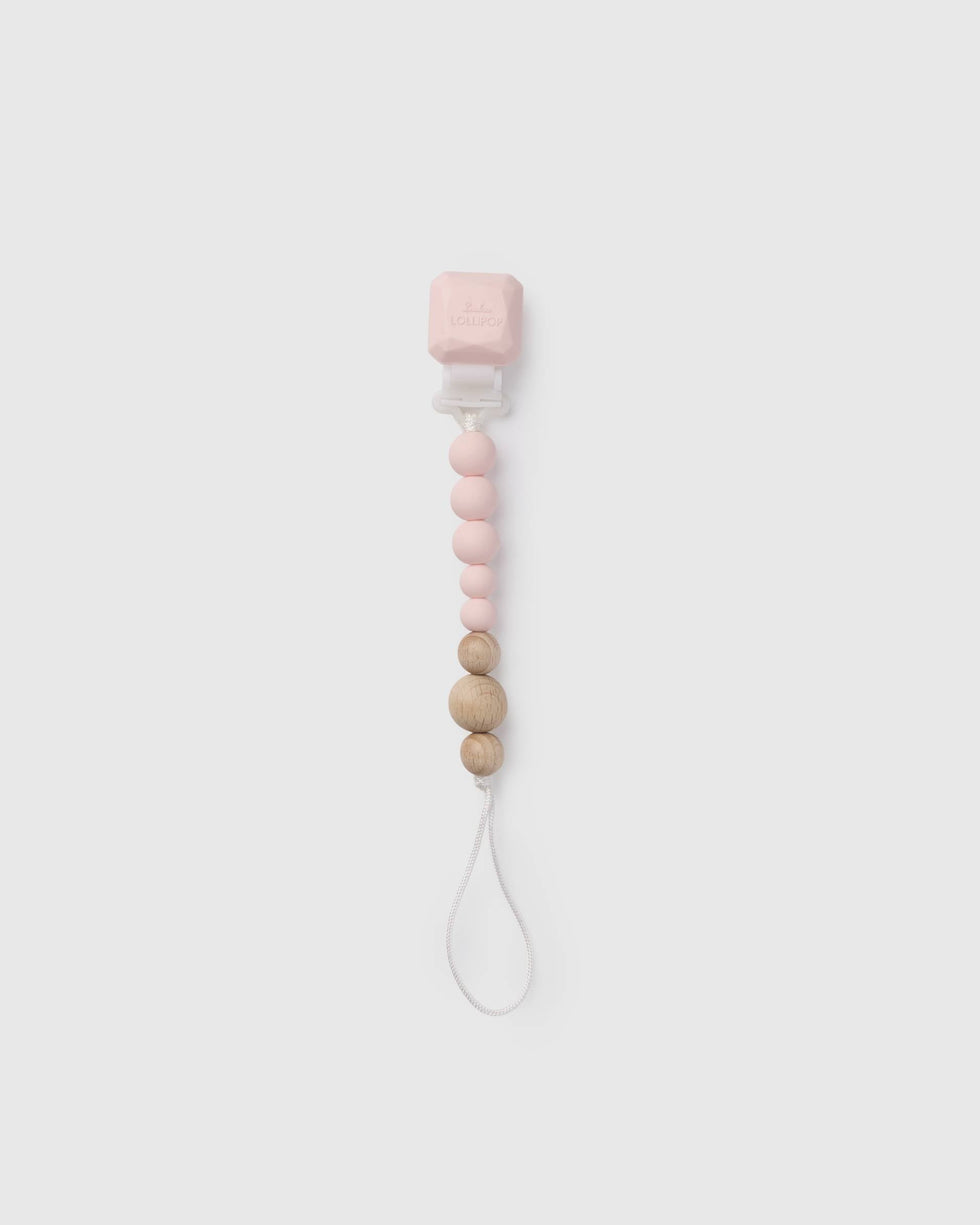 PACIFIER CLIP PINK QUARTZ