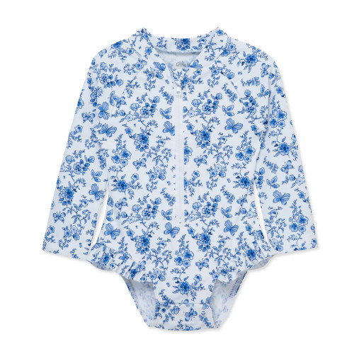 Blue Floral 1Pc Rashguard