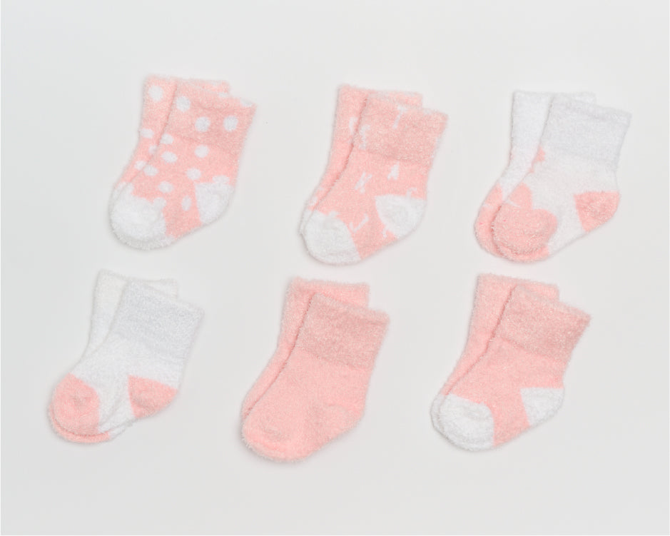 6PR CHENILLE SOCK - PINK