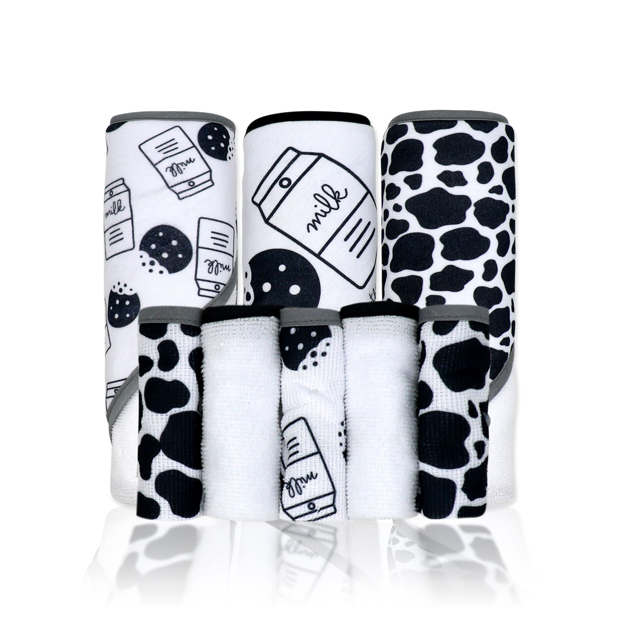 8PC TOWEL SET - CHARCOAL MILK