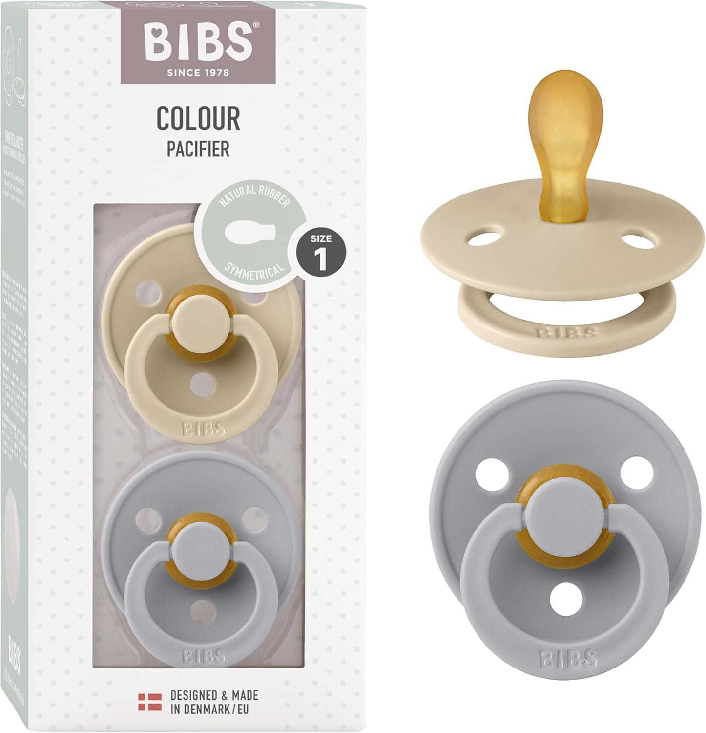 BIBS 2PK SIZE 1 VANILLA/CLOUD