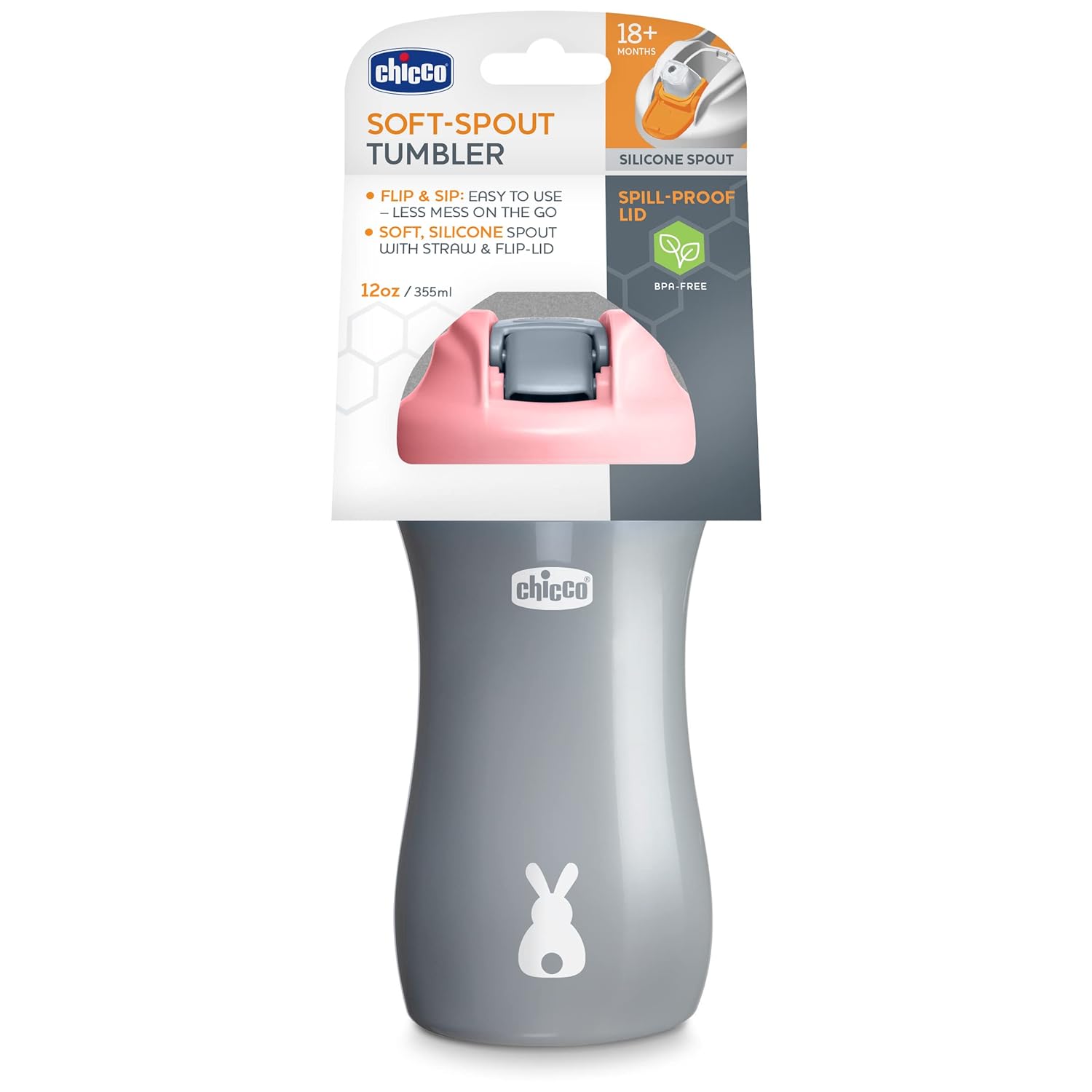 SPOUT TUMBLER 12OZ PINK 18M+