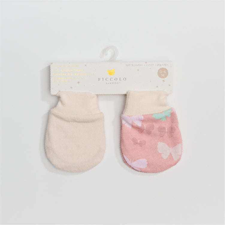 2PR JERSEY SCRATCH MITTS - PINK