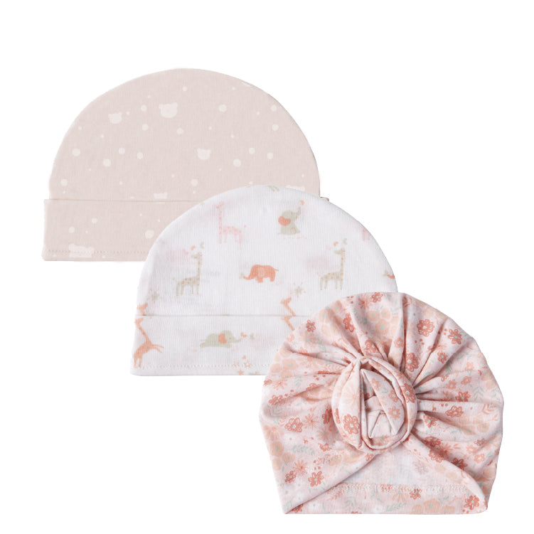 3PK TURBAN and HAT SET - PINK