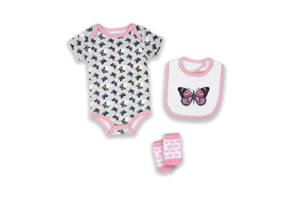 Pink Butterfly 3pc Set
