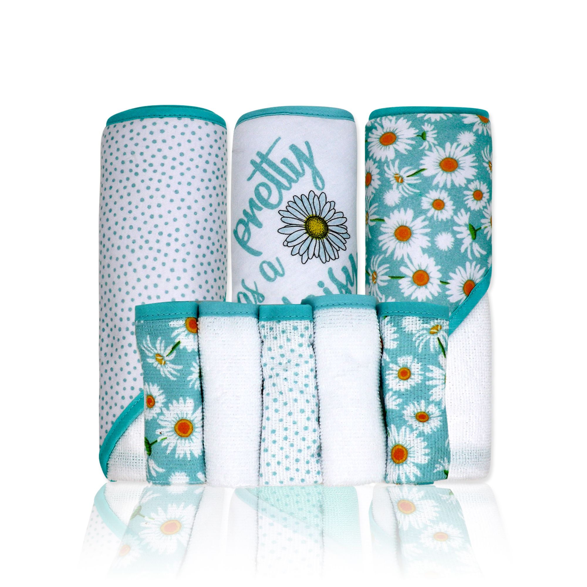 8PC TOWEL SET - AQUA PRETTY