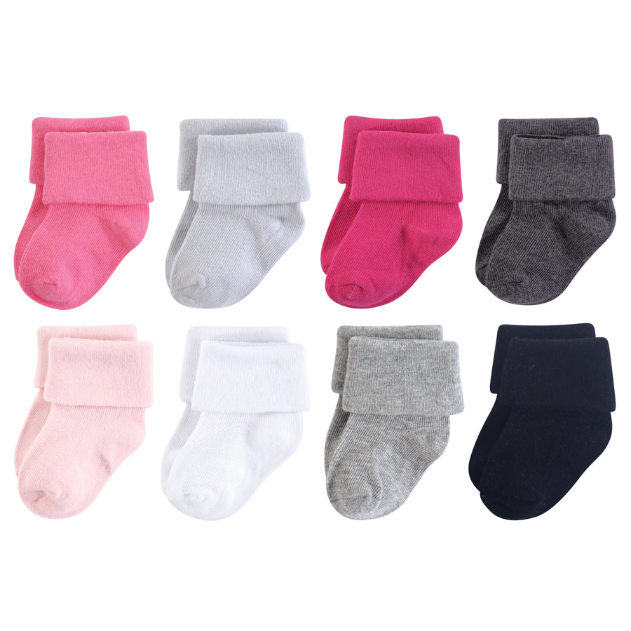 Solid Cuff Sock 8pk - Gray/Pin