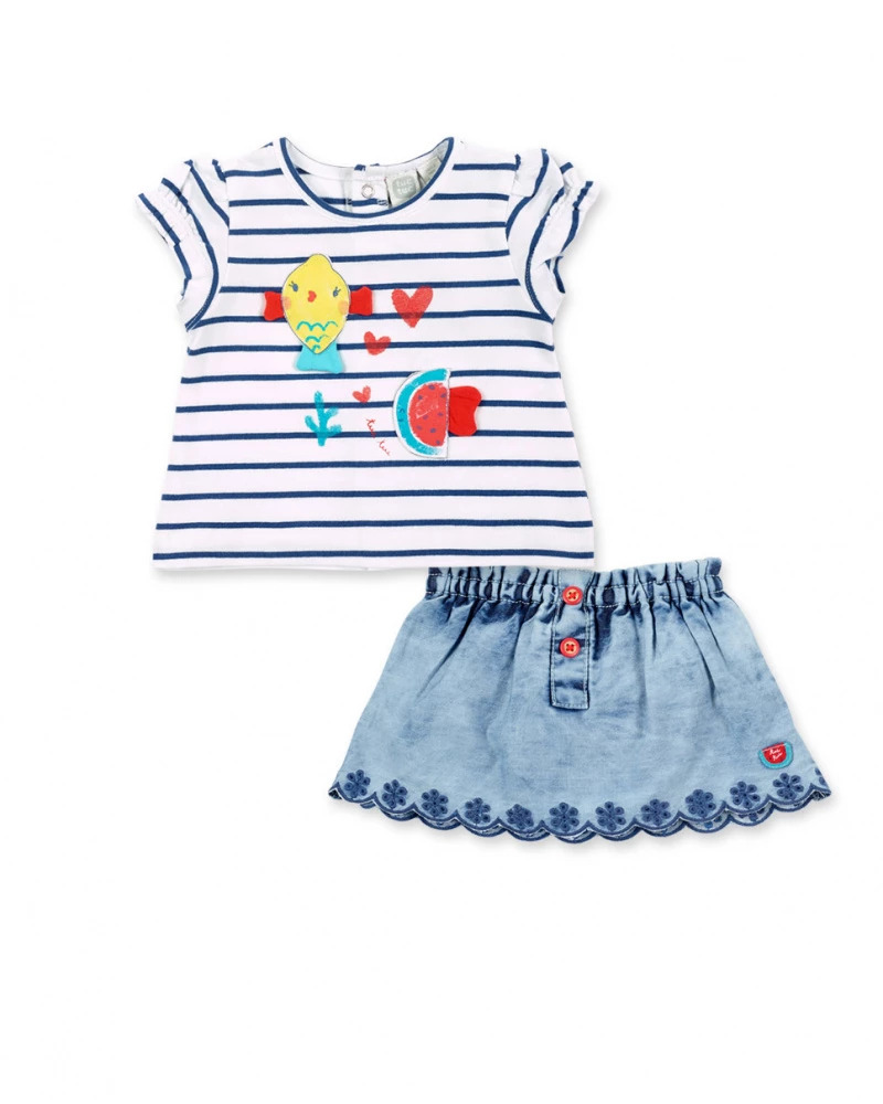 Jersey Tee & Denim Skirt
