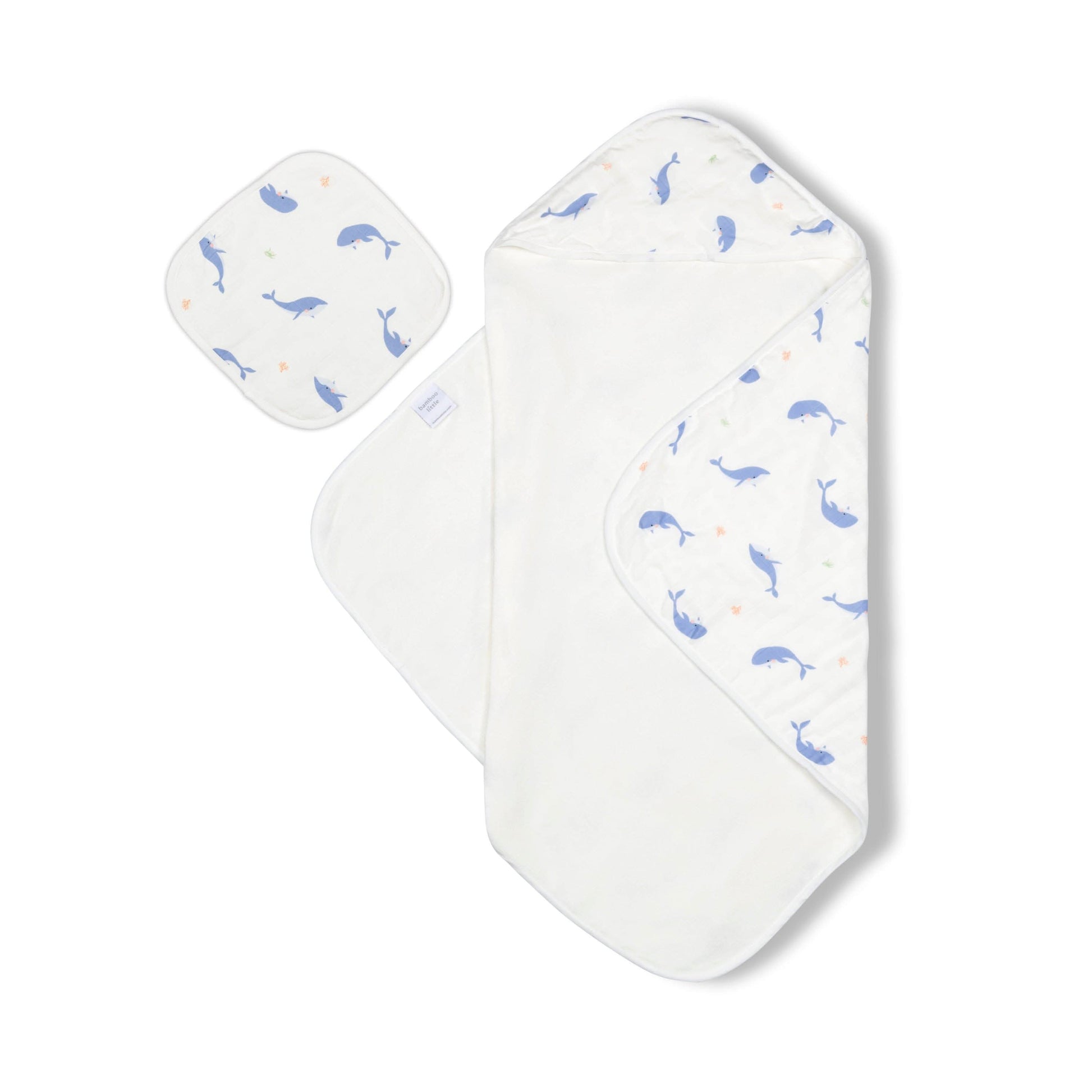 WHALE HOODED TOWEL SET