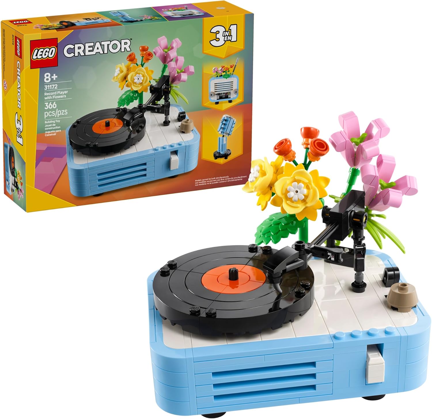 Record Player with Flowers