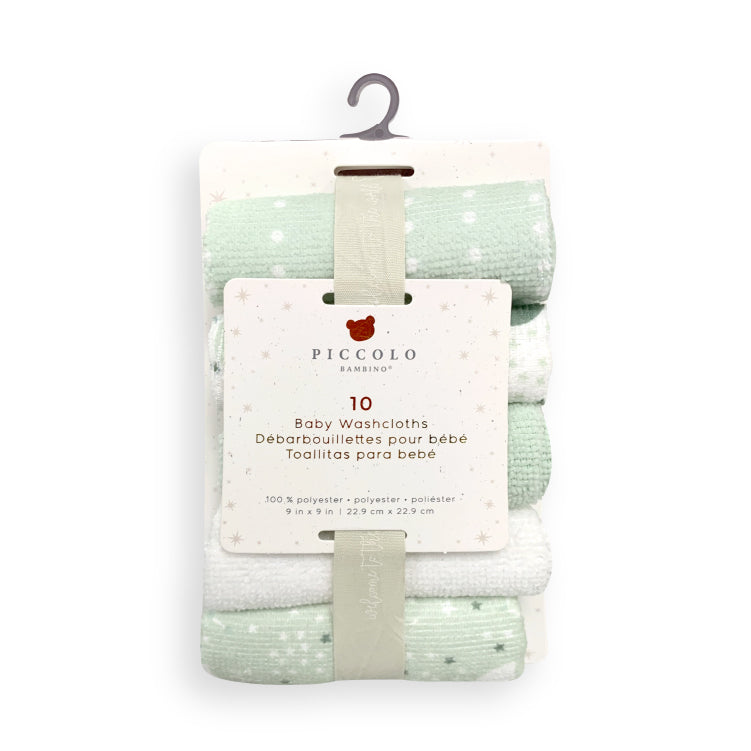 10PK WASHCLOTH SET - GREEN