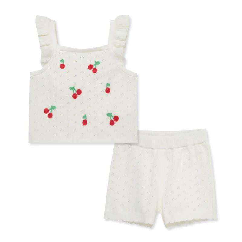 Cherry Pointelle Knit Set