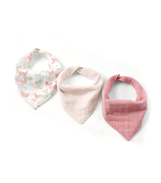 3PK MUSLIN BANDANA BIBS - PINK