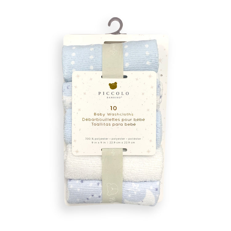 10PK&nbsp;&nbsp;WASHCLOTH SET - BLUE