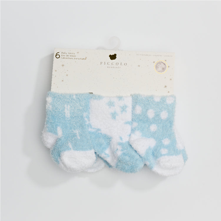 6PR CHENILLE SOCK - BLUE