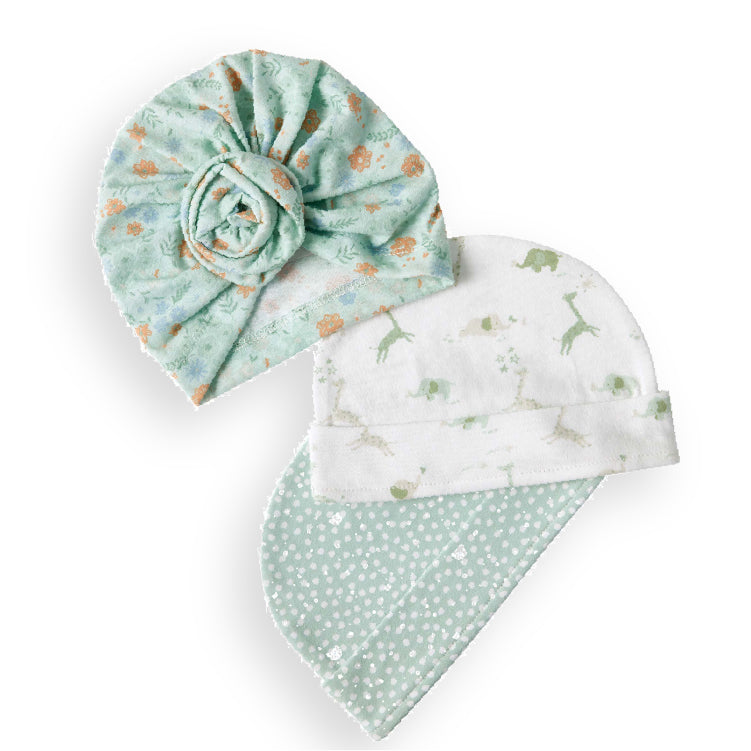 3PK TURBAN and HAT SET- GREEN
