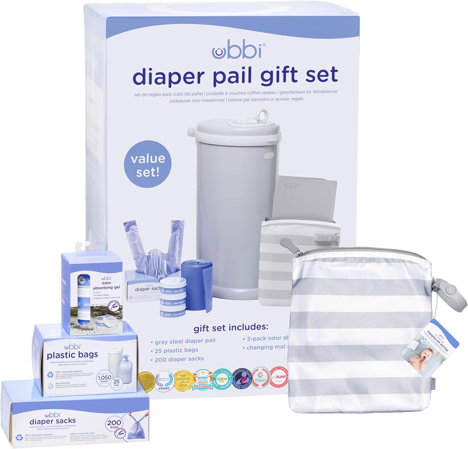 Ubbi Diaper Pail Gift Set Gray