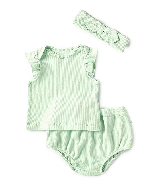 Green Knit 3pc Short Set