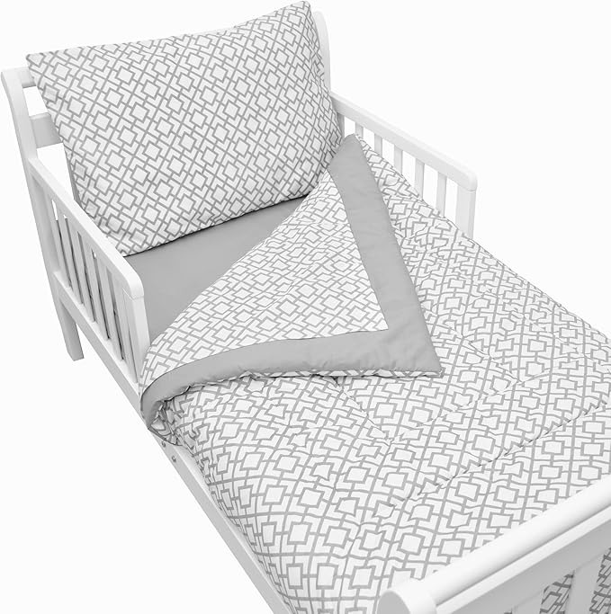 4PC TODDLER BED SET GRAY
