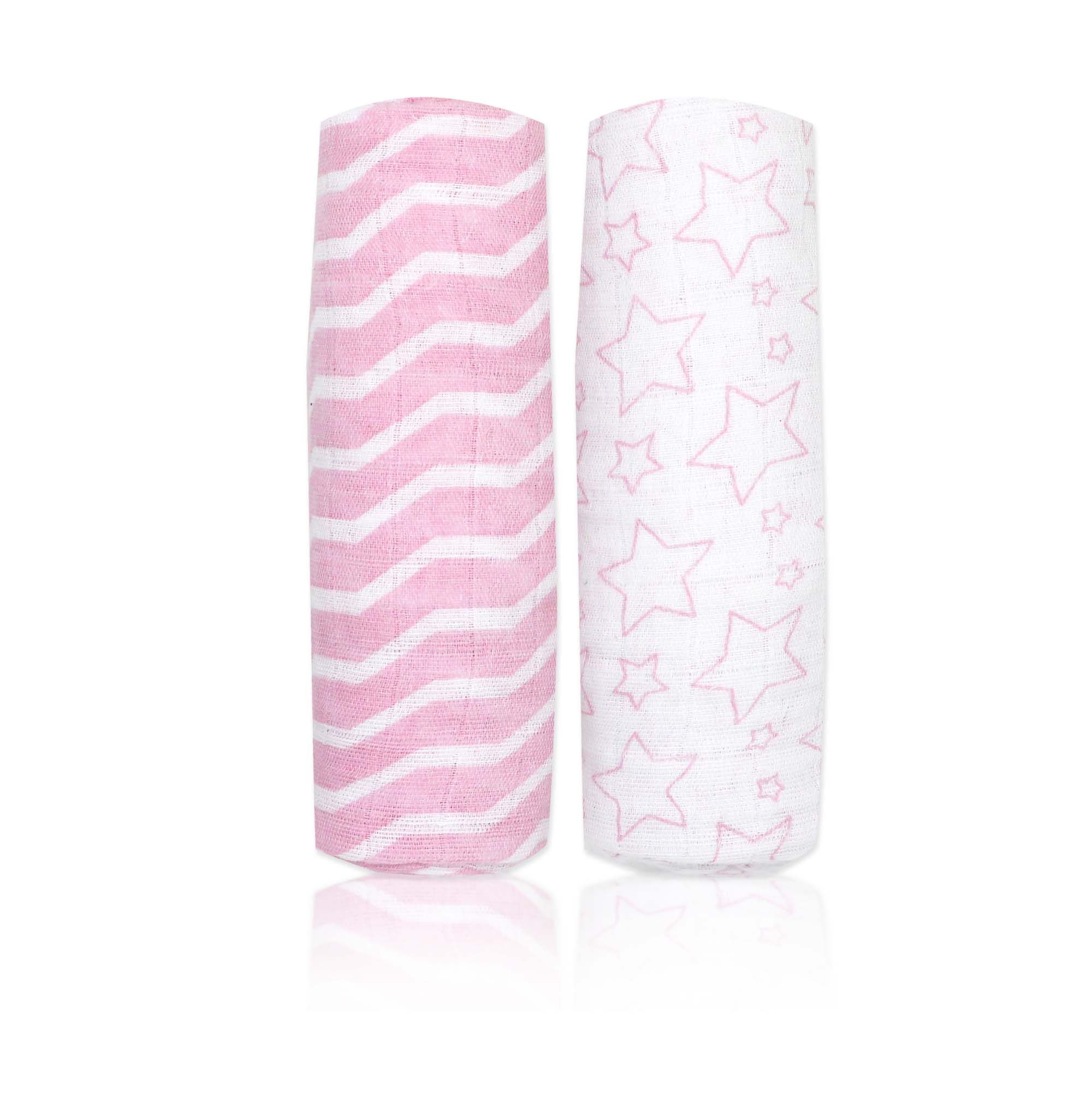 PINK 2PK MUSLIN SWADDLE Blankets