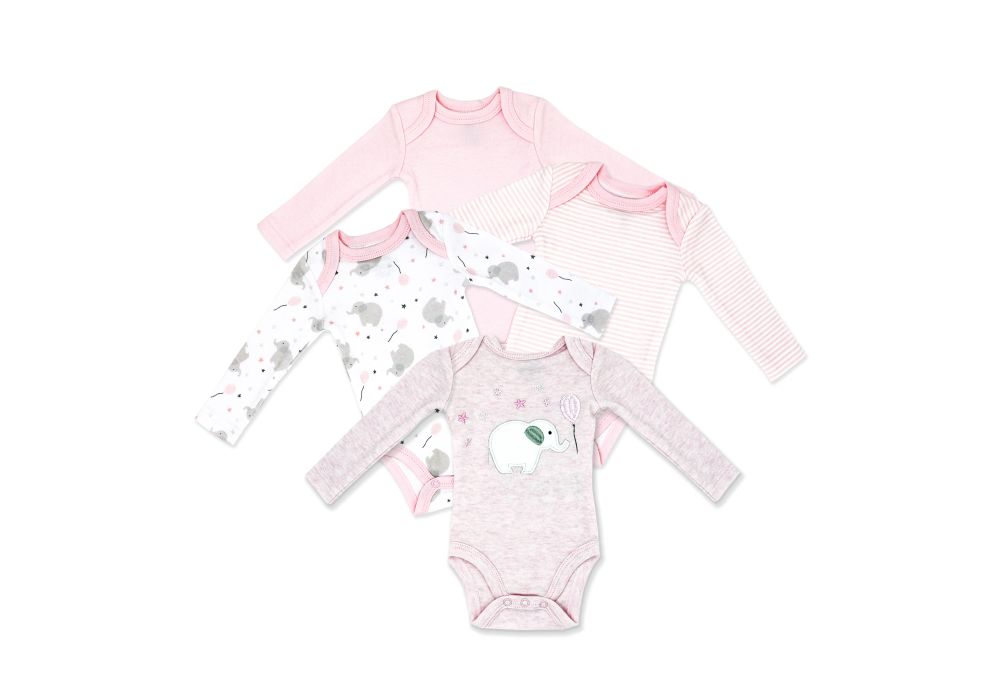 4pk L/S Bodysuits Pink