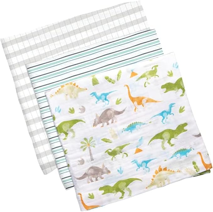 Muslin Blanket Set 3pk Dino