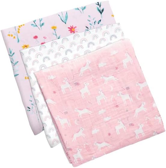 Muslin Blanket Set 3pk Unicorn