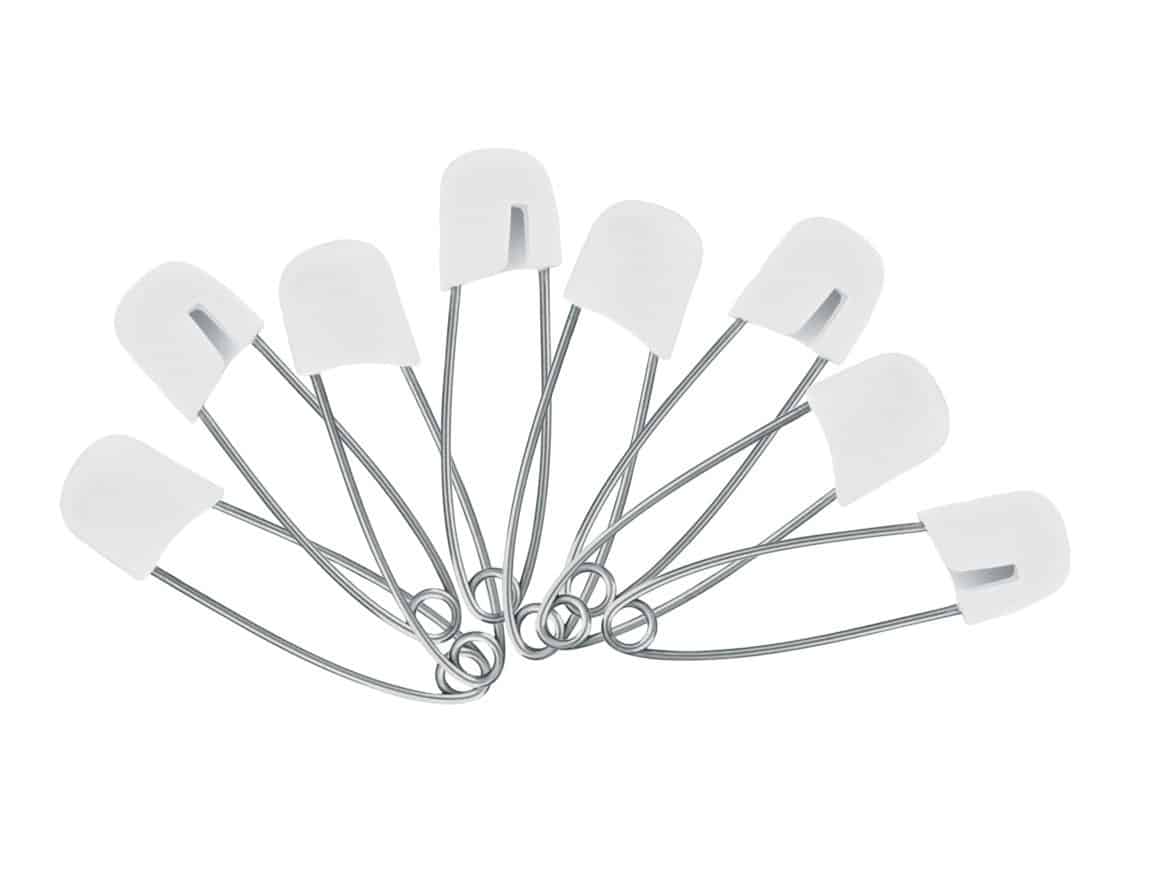 8PK DIAPER PINS - WHITE ONLY