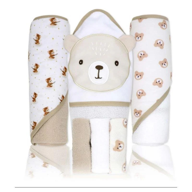 6pc Bath Set Tan Teddy