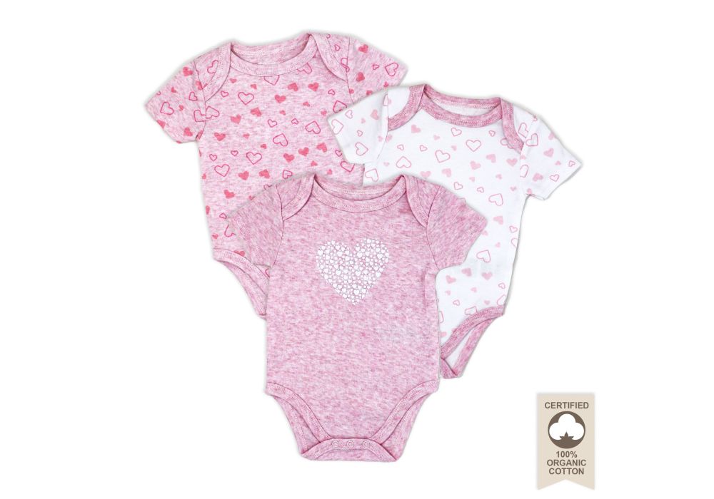 Organic 3pk Bodysuit Pink