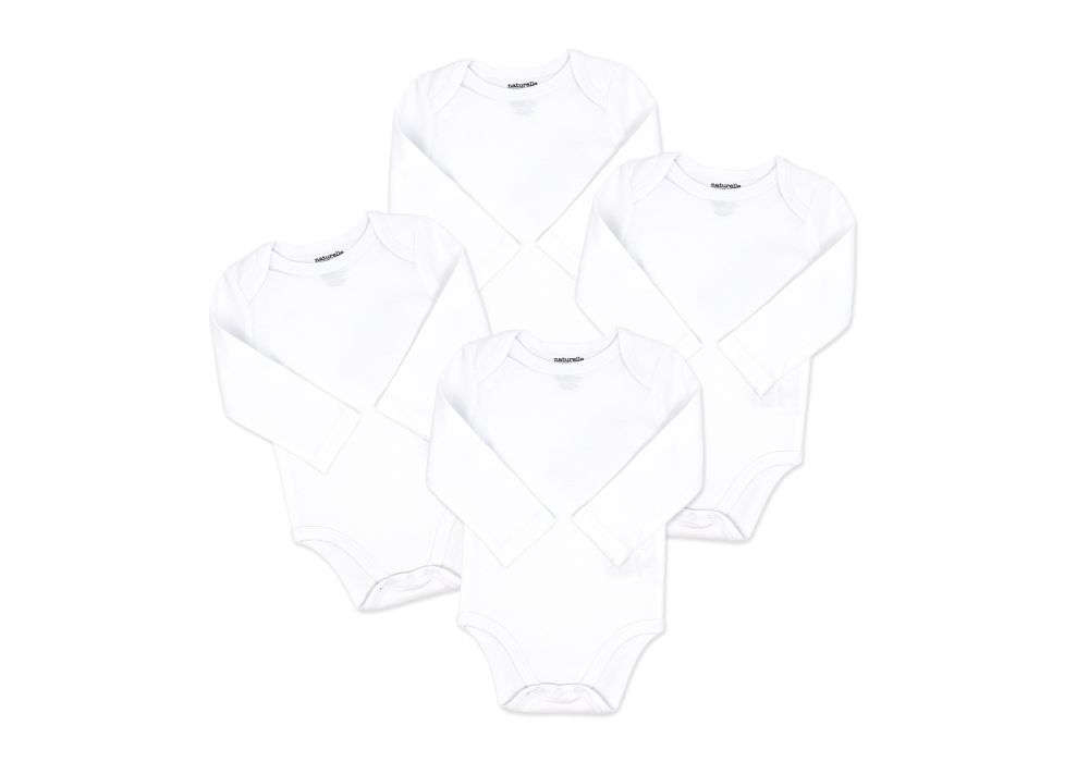 4PK L/S Bodysuit White