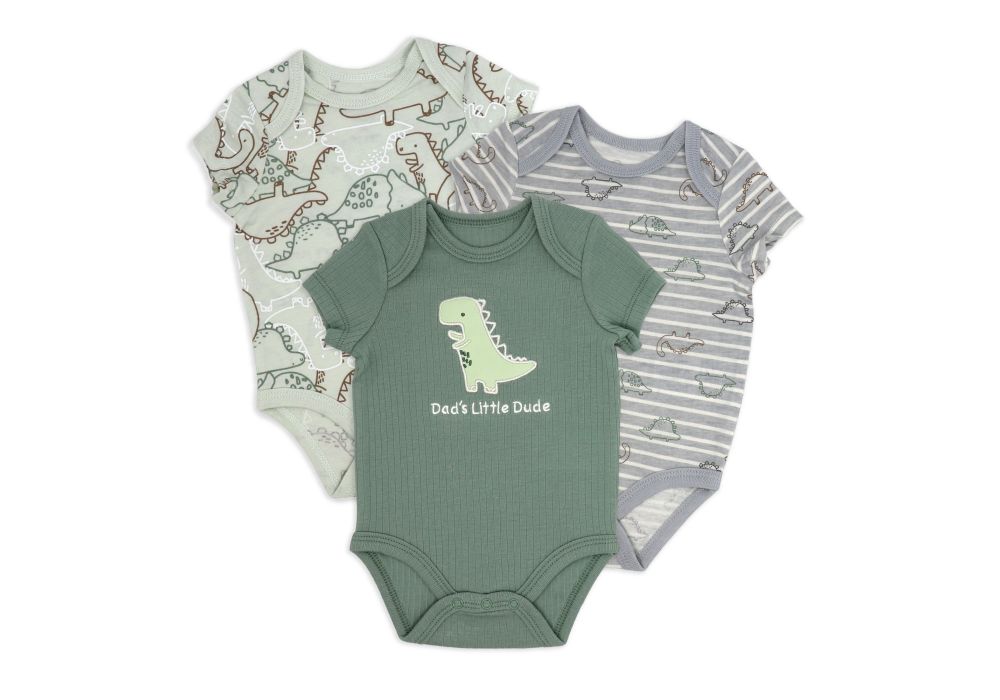 3pk Bodysuit Set Dinosaur