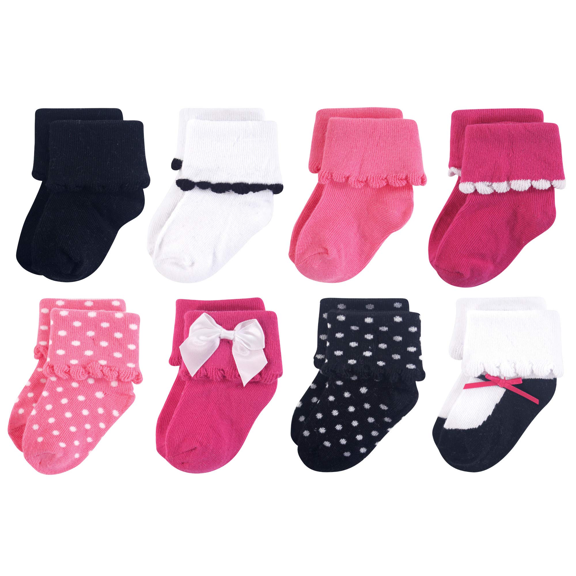 Dressy Sock 8pk - Black/Pink