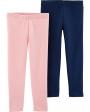 Carters 2pk Pnk/Nvy Leggings 4T
