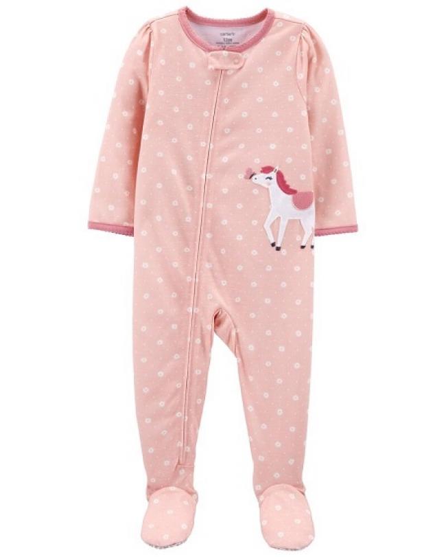 Carters Pink Horse Footie 18M