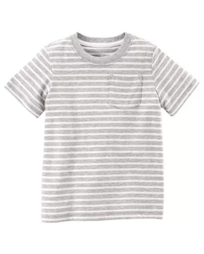 Carters Grey Striped Pkt Tee 3M