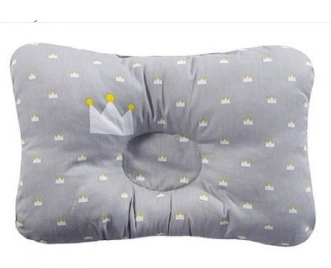 Light Grey Crowns Baby Pillow